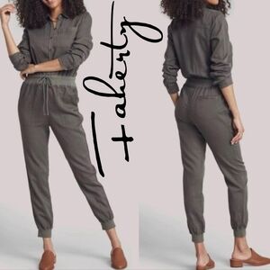 Faherty Arlie Day Jumpsuit Surplus Green Military Cargo Long Sleeve Jogger XL